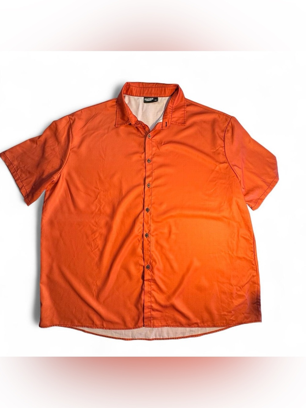 ELEVEN OASIS Men's Orange Button-Down Shirt 4XL Short Sleeve Big & Tall Casual